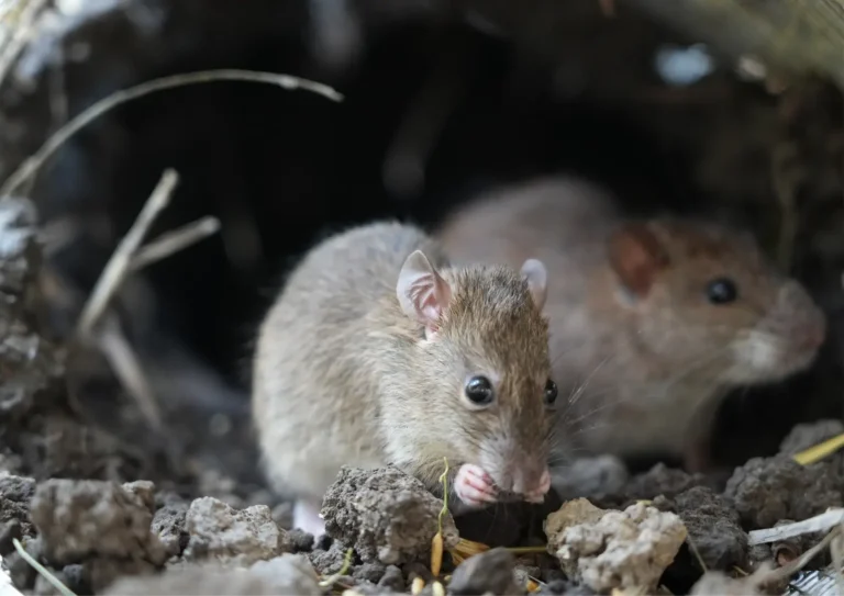 couple de rat qui mange à Paris dans un jardin
