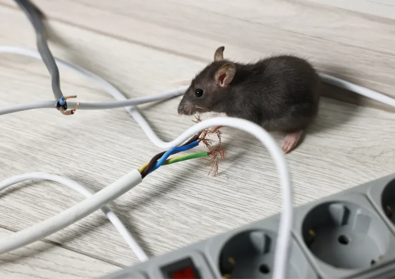 rats qui a rongé des câbles électriques après des travaux