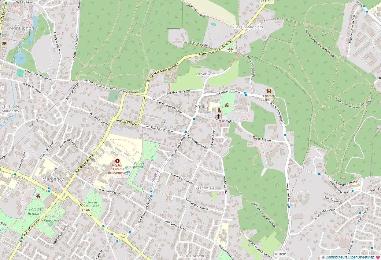Carte d’Andilly 95580 zone d’intervention dératisation Val-d’Oise