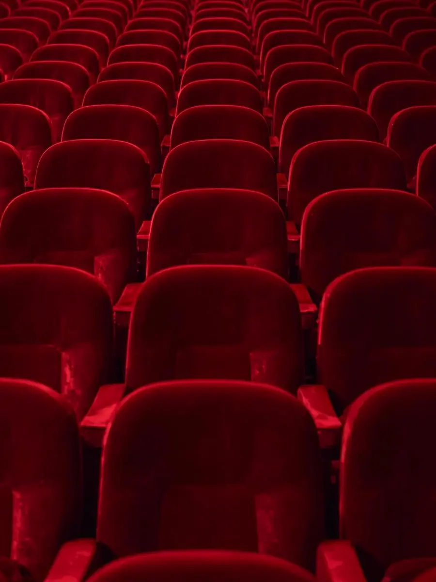 Salle de cinéma avec rangées de fauteuils