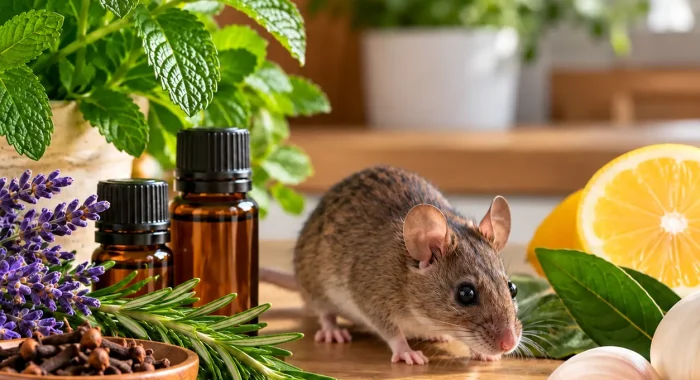 Souris curieuse parmi les herbes aromatiques